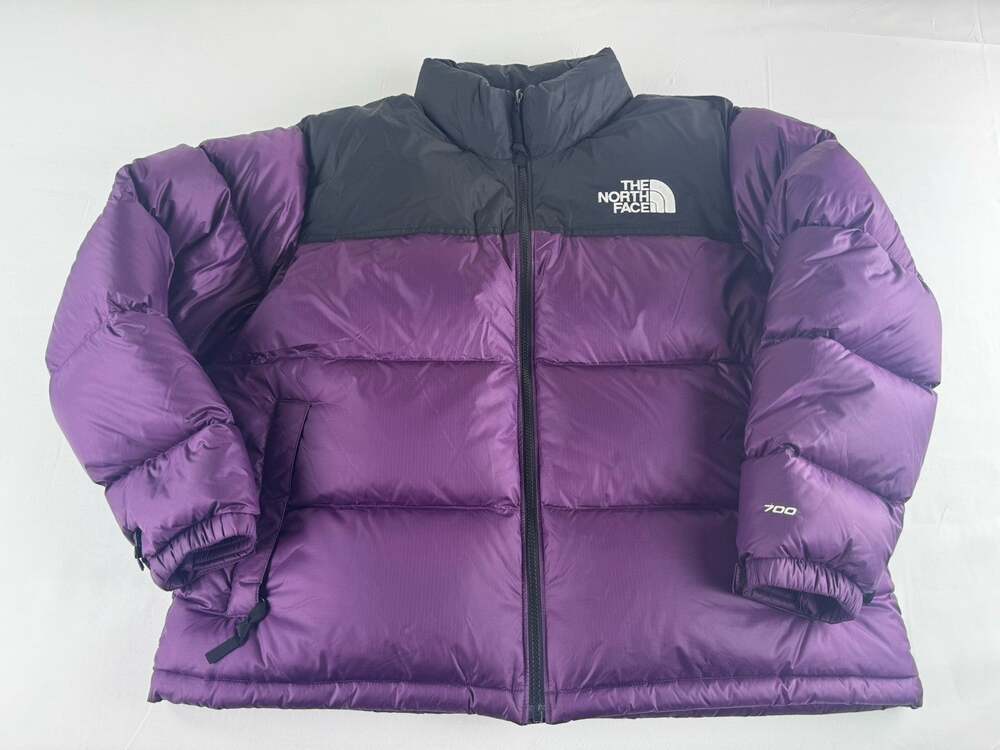 The North Face Nuptse Jacket Womens XXL Purple Black 700 Down Puffer Full Zip